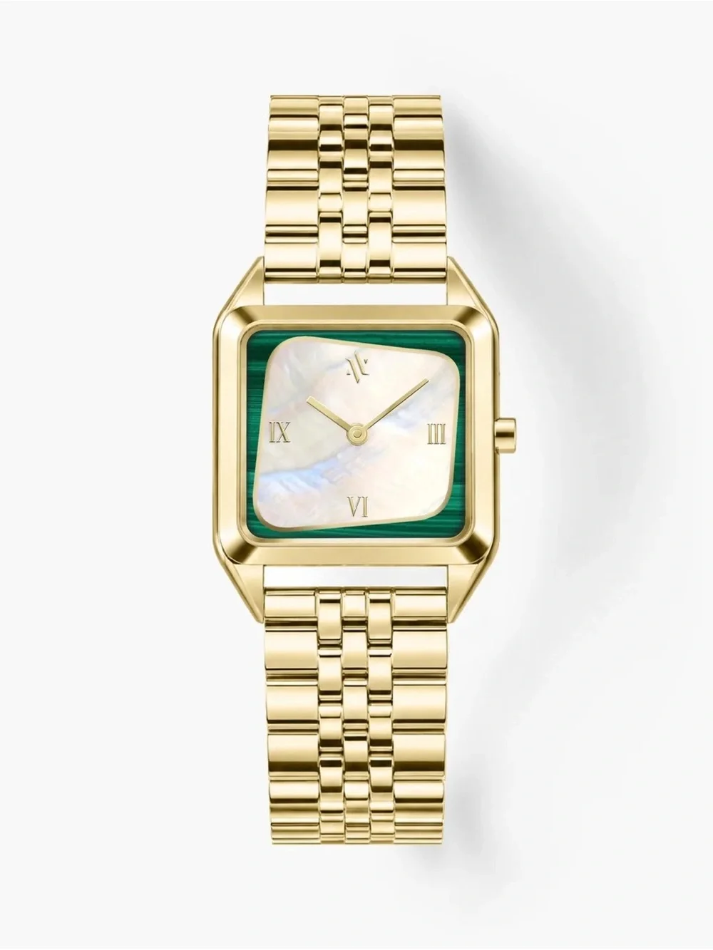 VANNA Geminus Malachite and Pearl Ladies Gold Watch